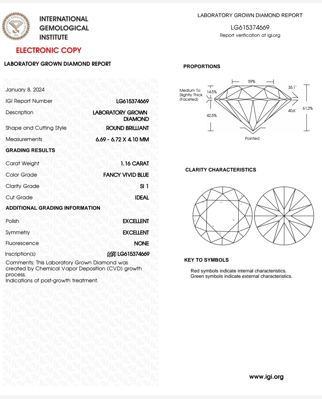 IGI LAB GROWN 1.16 F.V.B IDEAL EX EX N