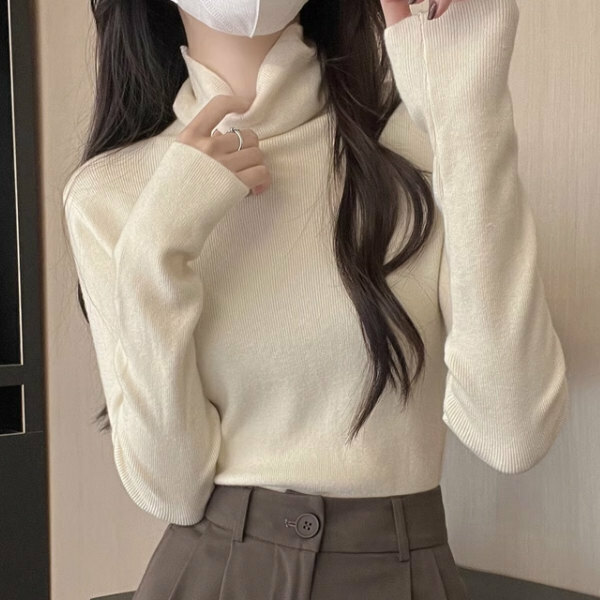 Hot selling turtleneck long-sleeved sweater (size S-L) (apricot color) (contact customer service after placing order to confirm delivery size