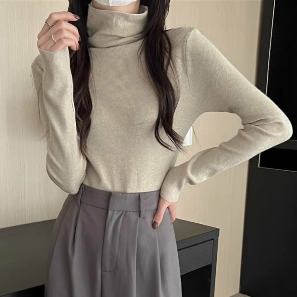 Hot selling turtleneck long-sleeved sweater (size S-L) (camel) (contact customer service after placing order to confirm delivery size