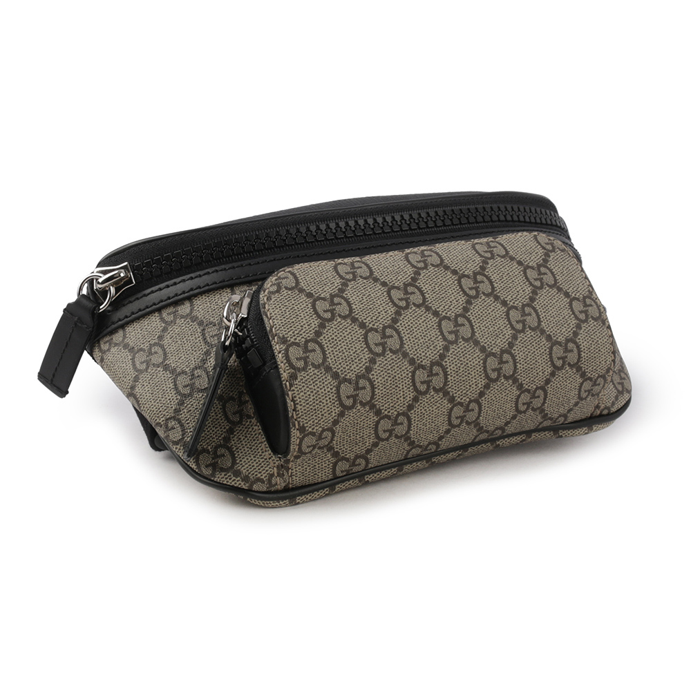 【GUCCI】GG Supreme 塗層帆布及皮革腰包(咖啡色) 779877 FAC95 9772