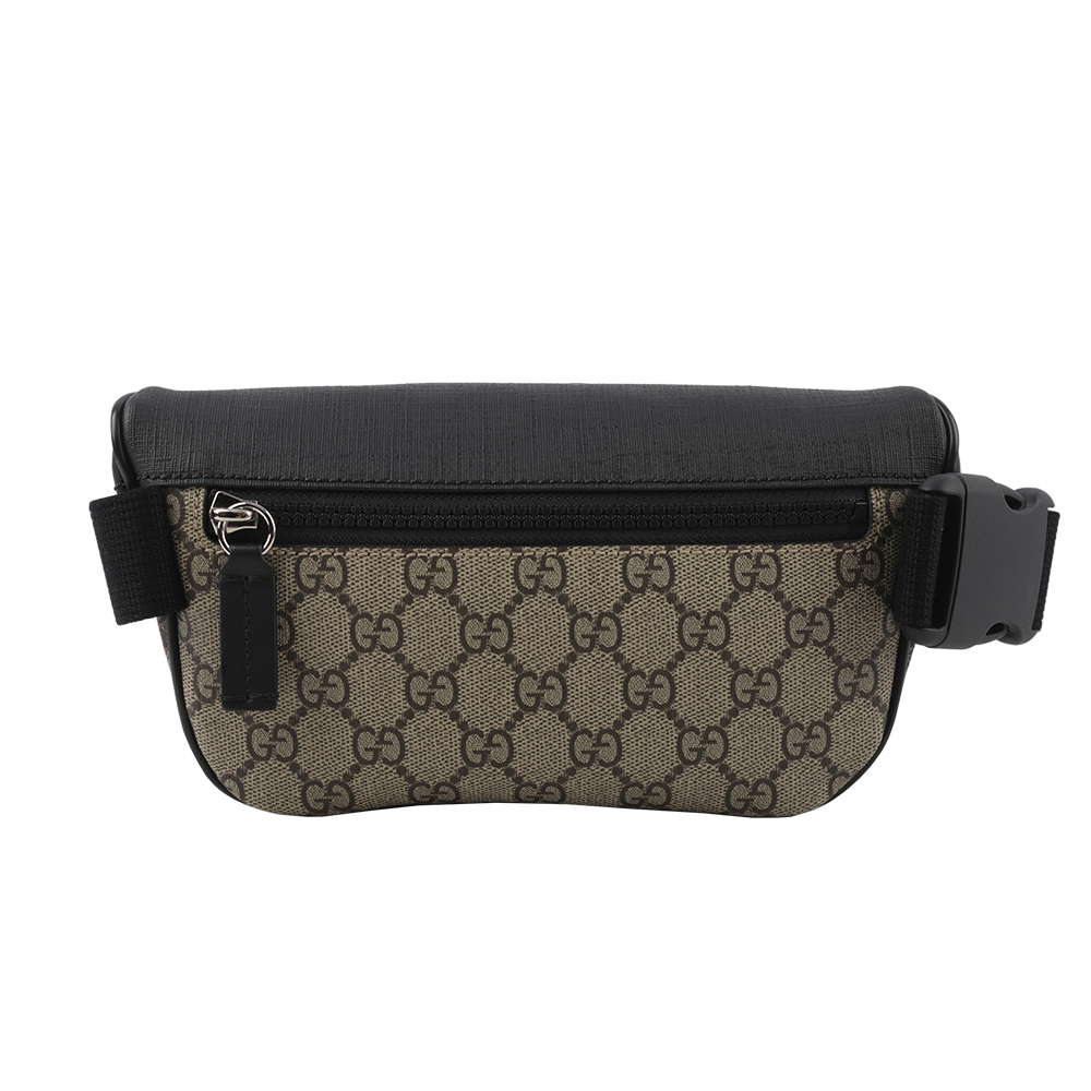 【GUCCI】GG Supreme 塗層帆布及皮革腰包(咖啡色) 779877 FAC95 9772
