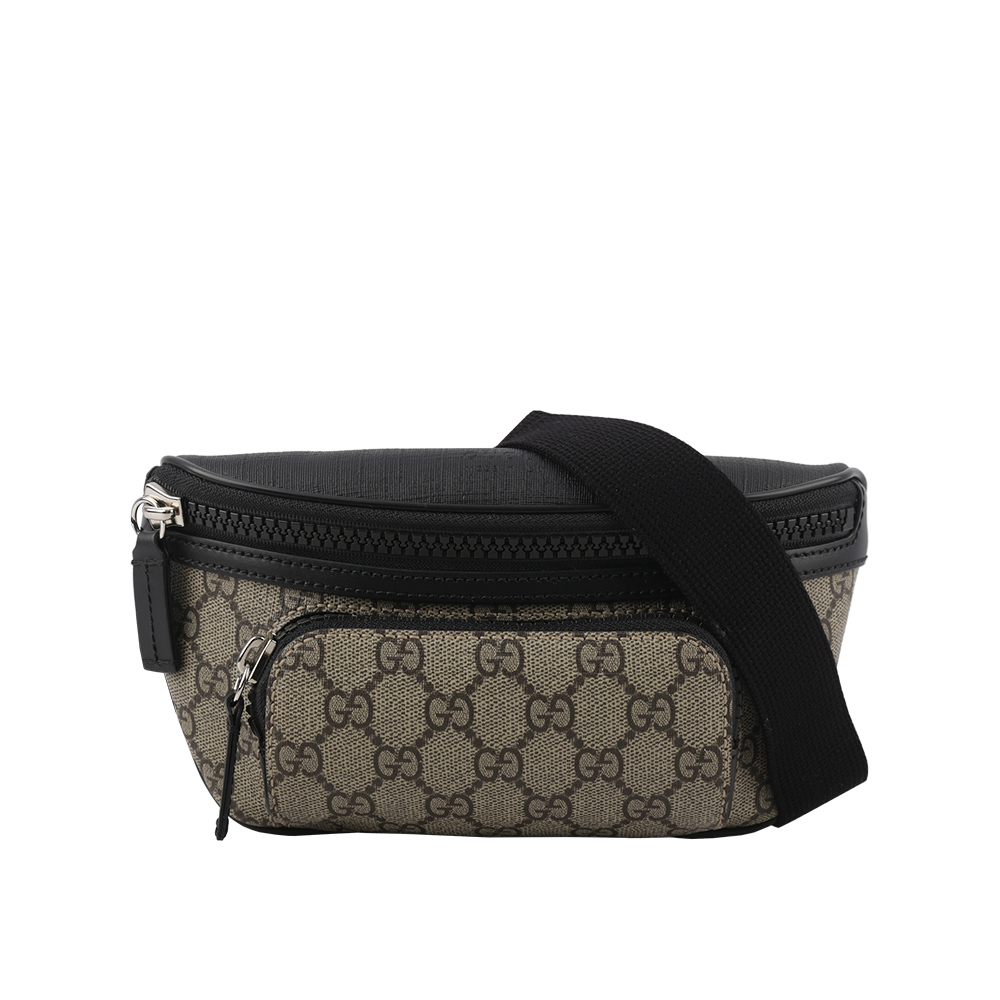 【GUCCI】GG Supreme 塗層帆布及皮革腰包(咖啡色) 779877 FAC95 9772