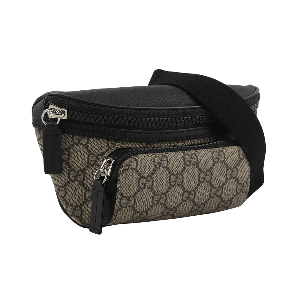 【GUCCI】GG Supreme 塗層帆布及皮革腰包(咖啡色) 779877 FAC95 9772