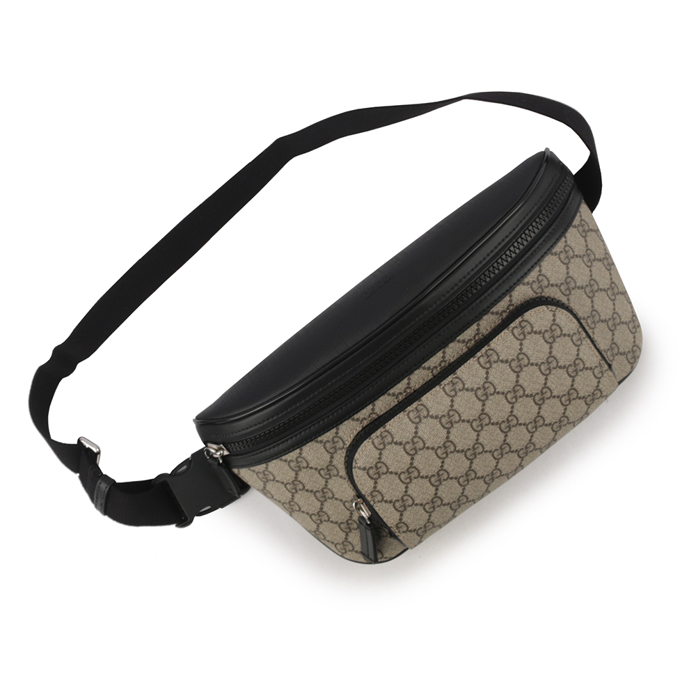 【GUCCI】GG Supreme 塗層帆布及皮革大款腰包(咖啡色) 779843 FAC95 9772