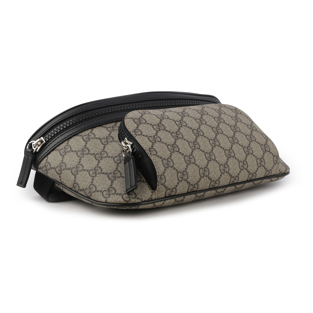 【GUCCI】GG Supreme 塗層帆布及皮革大款腰包(咖啡色) 779843 FAC95 9772