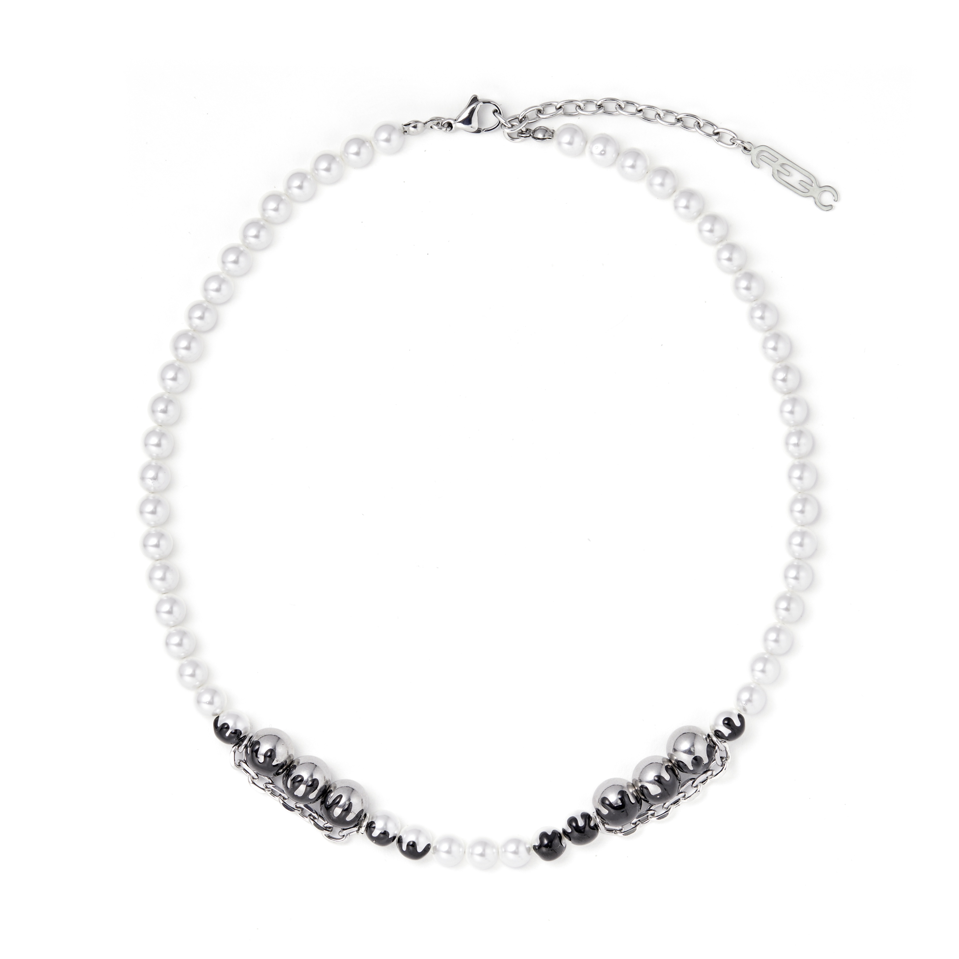 Fe3c Drip Iron & Pearl Necklace 滴膠珍珠鐵鍊項鍊