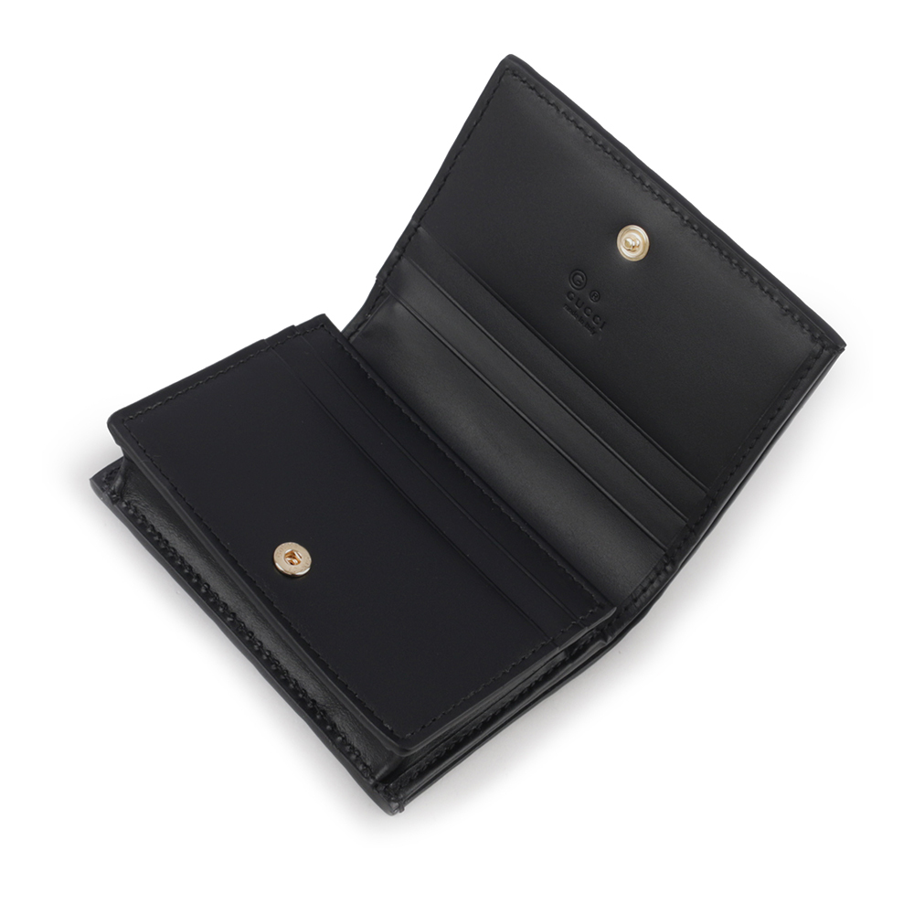 【GUCCI】GG Logo 大標誌壓印牛皮二折卡片小短夾(黑色) 779810 CWC1G 1000