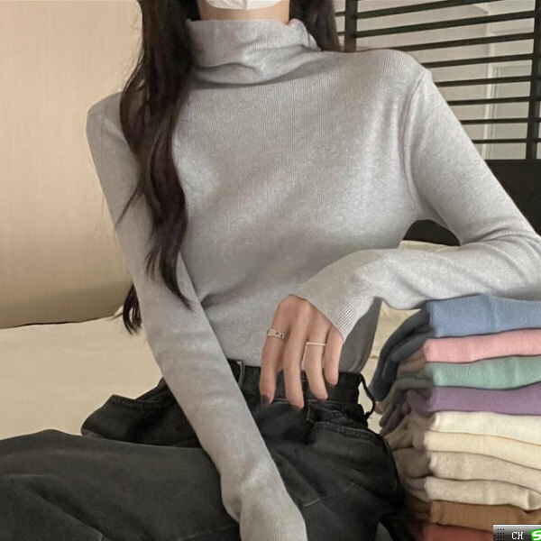 Hot selling turtleneck long-sleeved sweater (size S-L) (grey) (contact customer service after placing order to confirm delivery size