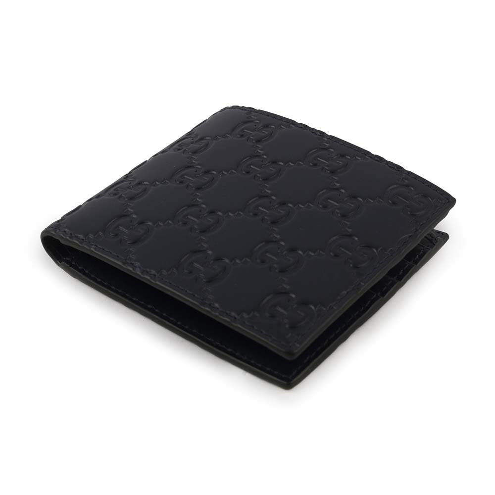 【GUCCI】GG Logo 大標誌壓印牛皮對開8卡短夾(深藍色) 779836 CWC1N 4009