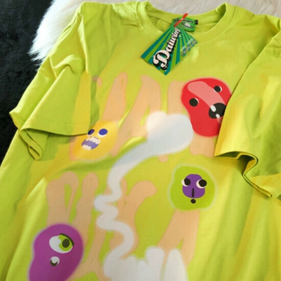 Hot selling funny cartoon short-sleeved T-shirt [fluorescent green] [S-XL size] (please contact customer service to confirm the delivery size after placing the order)