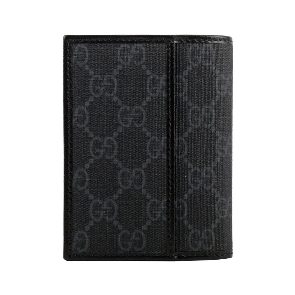 【GUCCI】Interlocking G Logo 附鈔票層對開名片夾/卡片夾(黑灰色) 760188 92T92TCF 1000