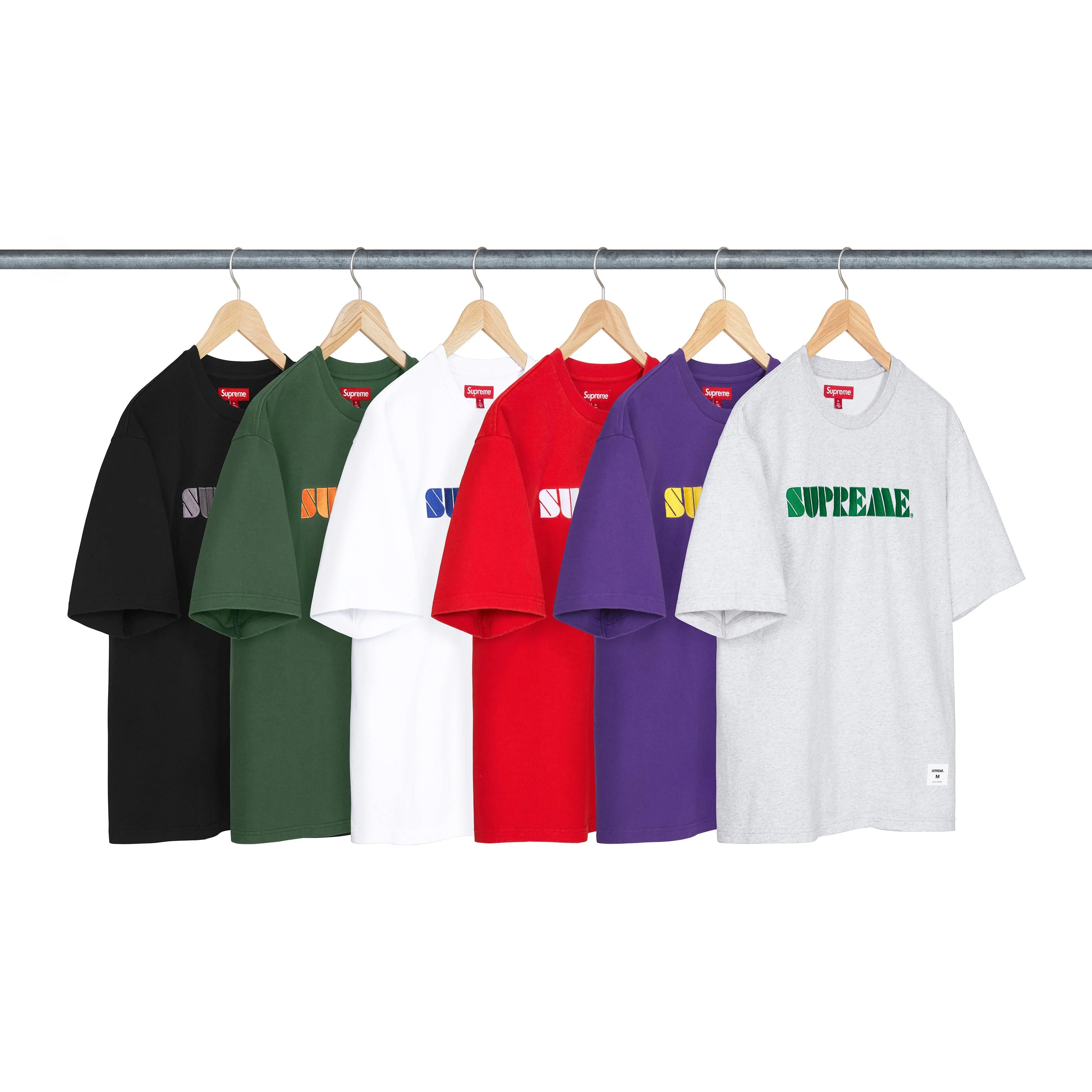 SUPREME STENCIL EMBROIDERED S/S TOP 刺繡 LOGO 短T 黑色-SS24KN59