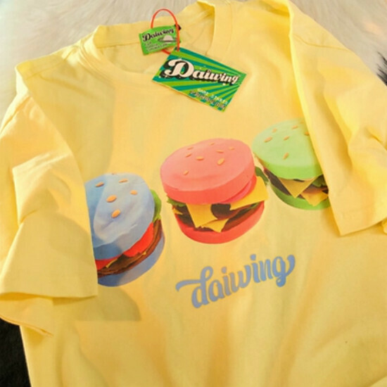 Hot selling dopamine color short-sleeved T-shirt [yellow] [S-XL size] (please contact customer service to confirm the delivery size after placing the order)