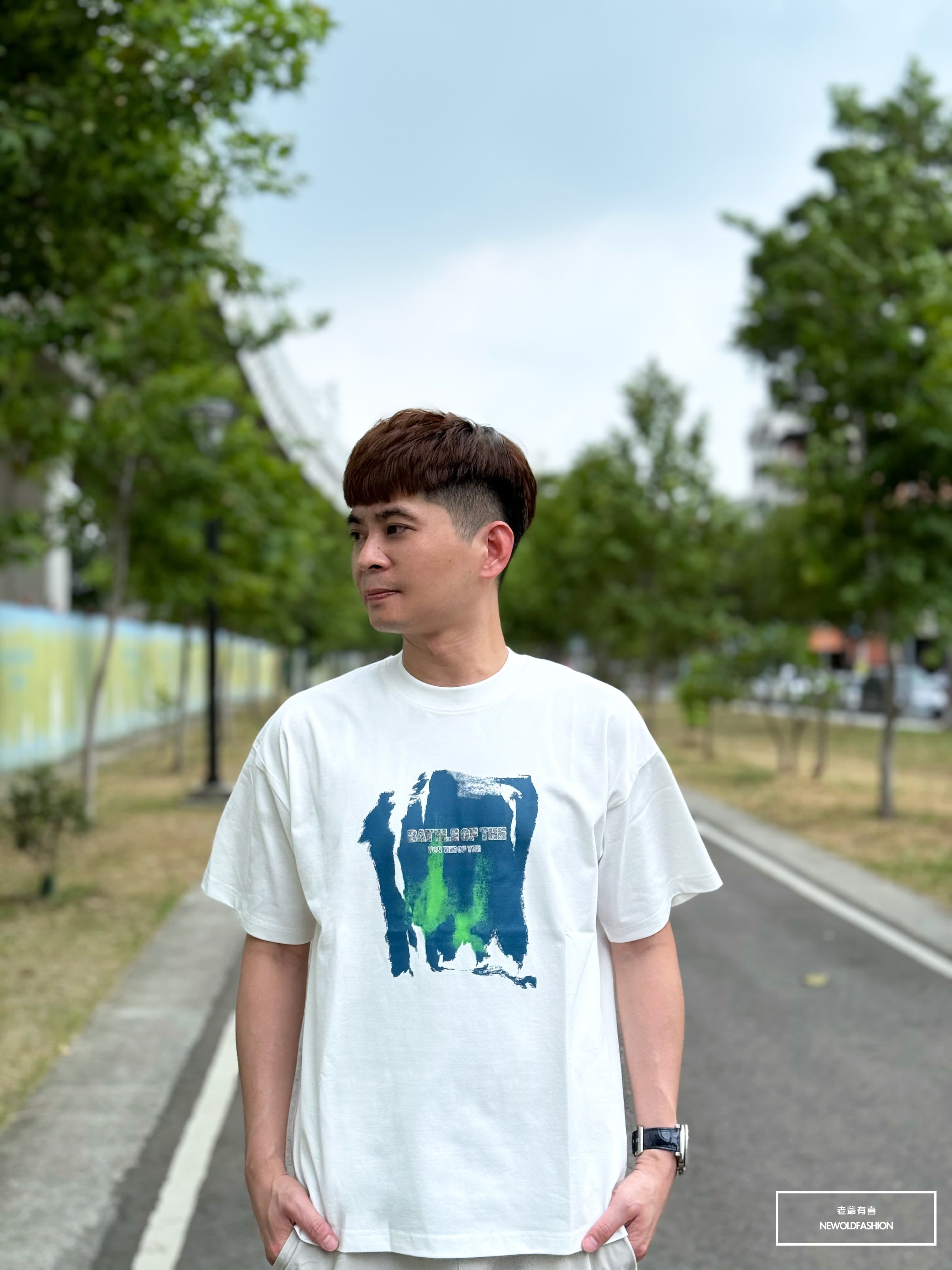 『新品上市』重磅Battle塗鴉暈染短T(NOF2405S6016)-白