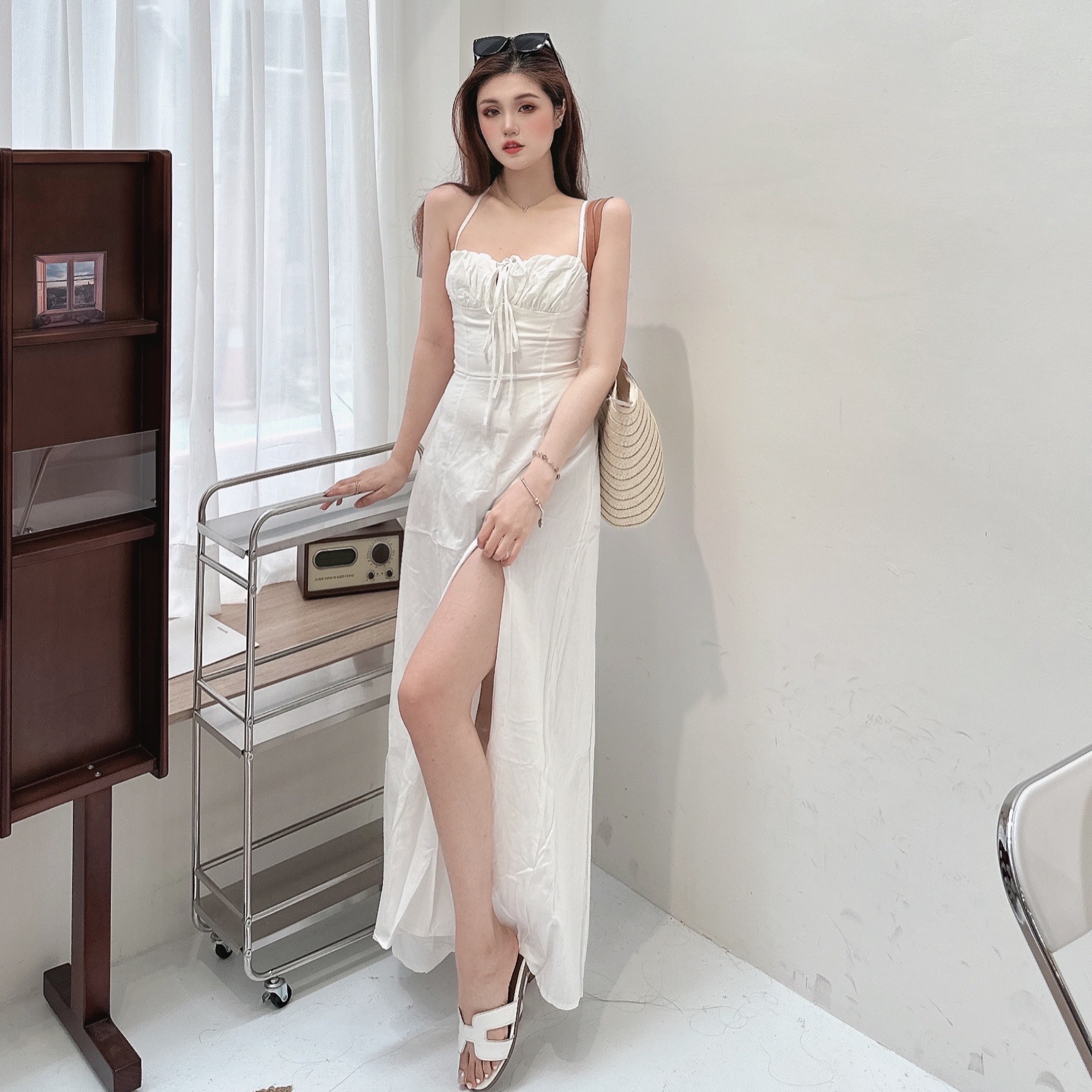 法式茉莉美背開衩洋裝/二色