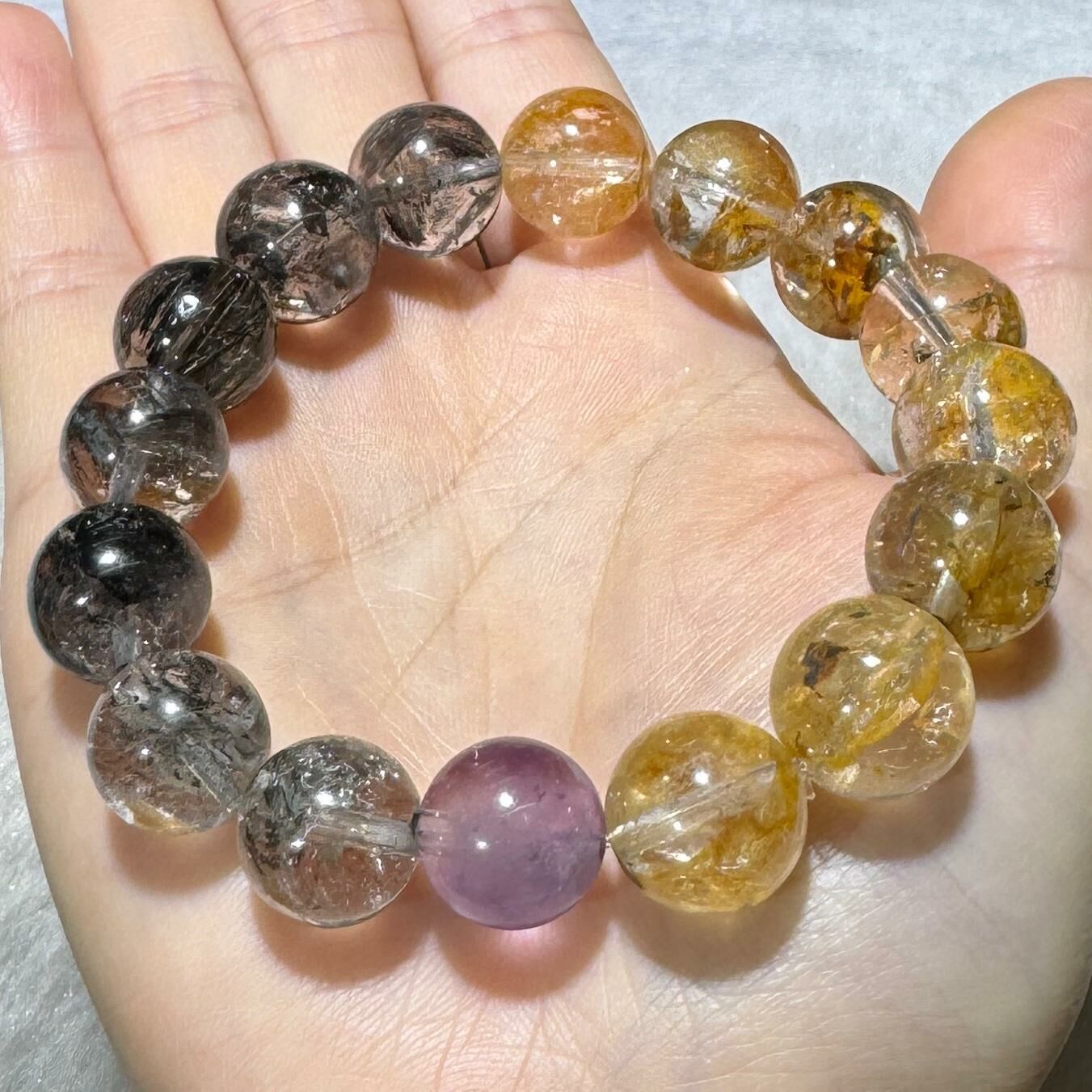 罕有✨彩虹閃靈鑽手串 12.5 mm +/- (#04)