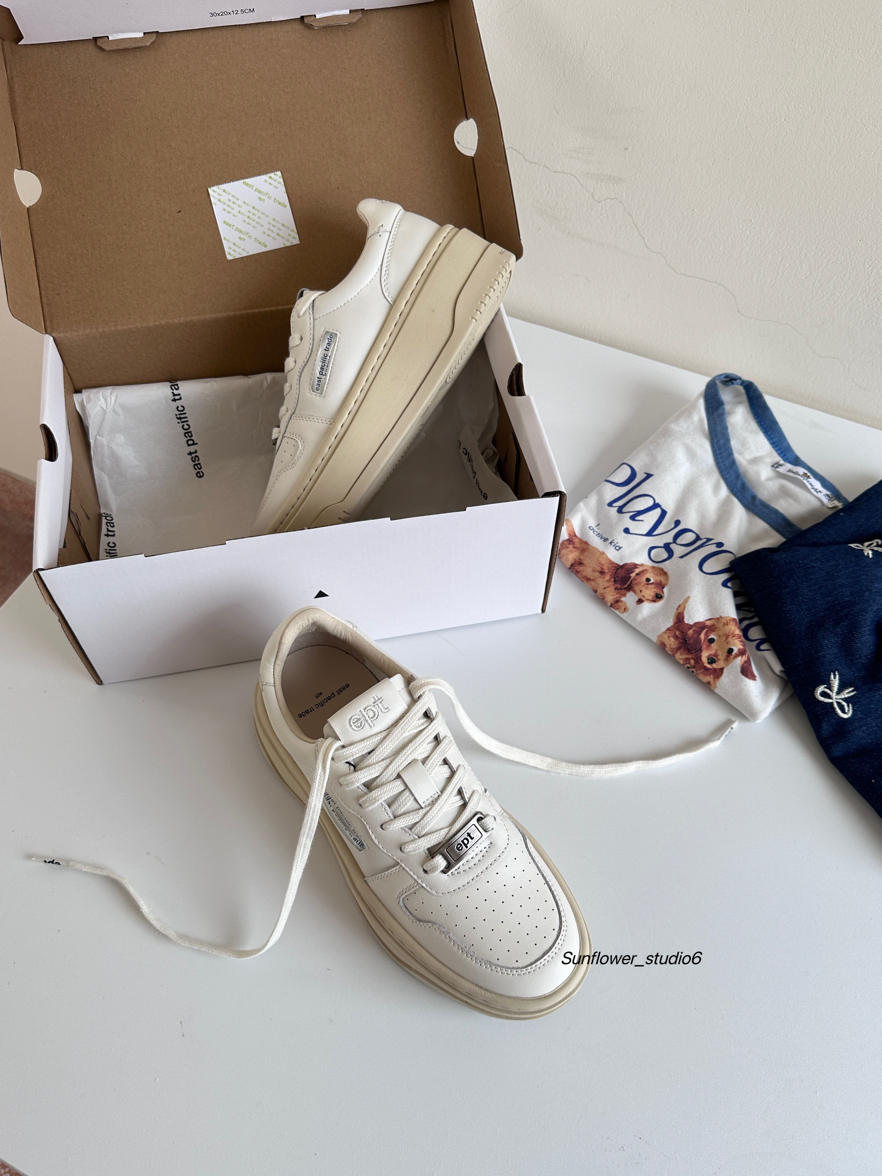 韓國🇰🇷連線 EPT Court High 全白奶油底 厚底 白色 皮革 小白鞋 厚底/預購