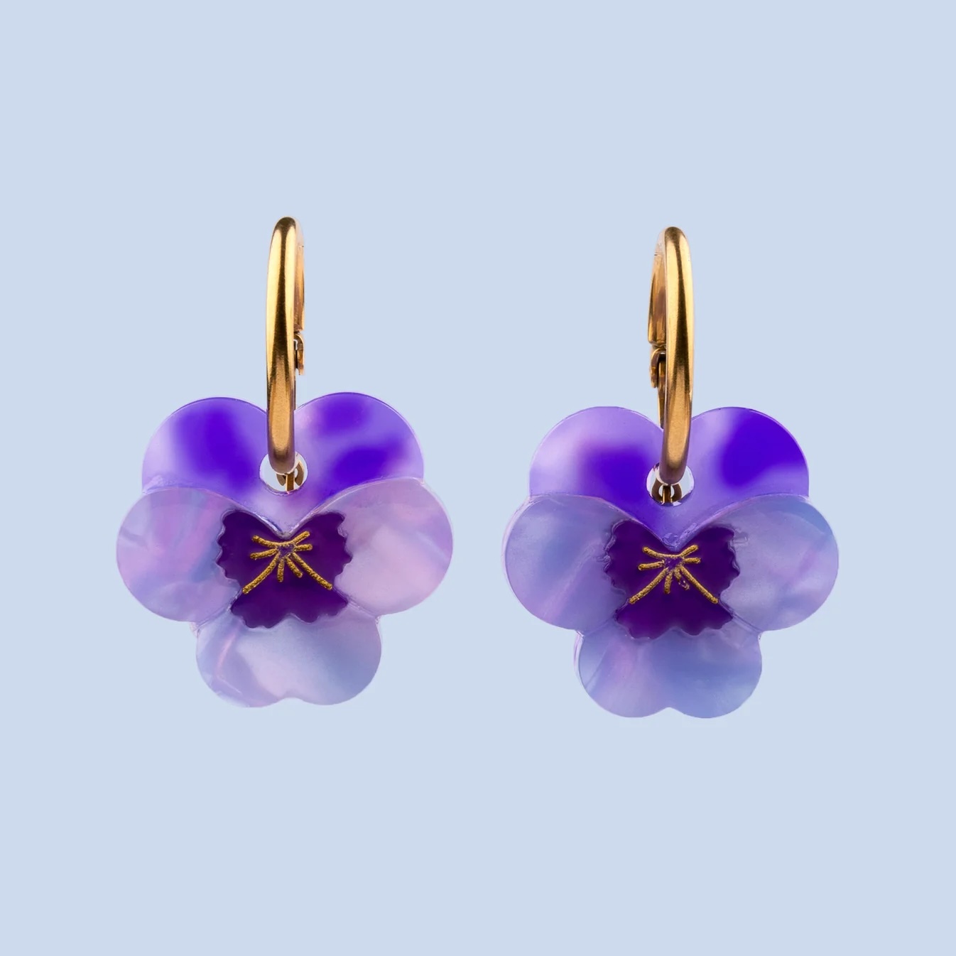PURPLE PANSIES EARRINGS｜Coucou Suzette