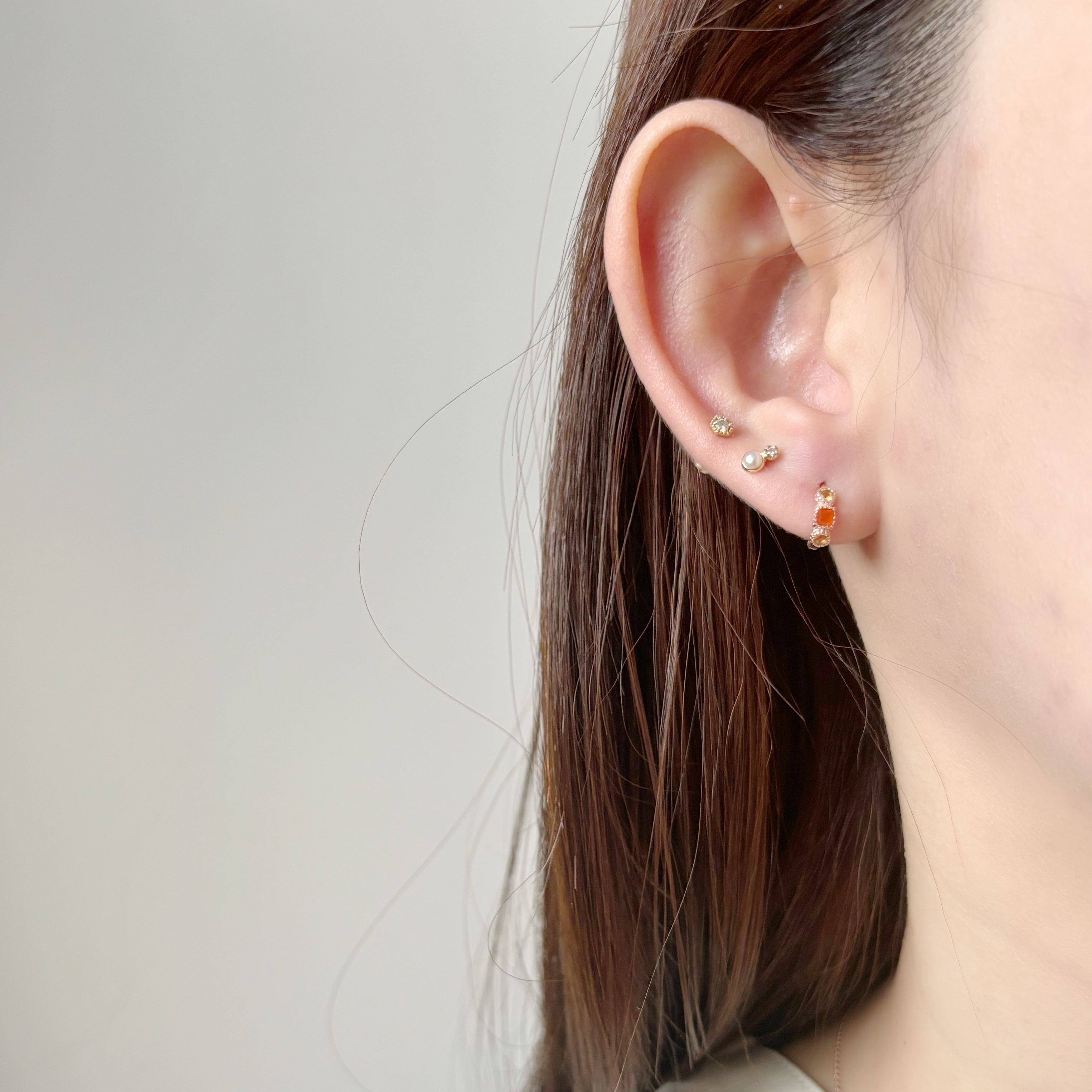 蛋糕方圓黃水晶橘瑪瑙小耳圈