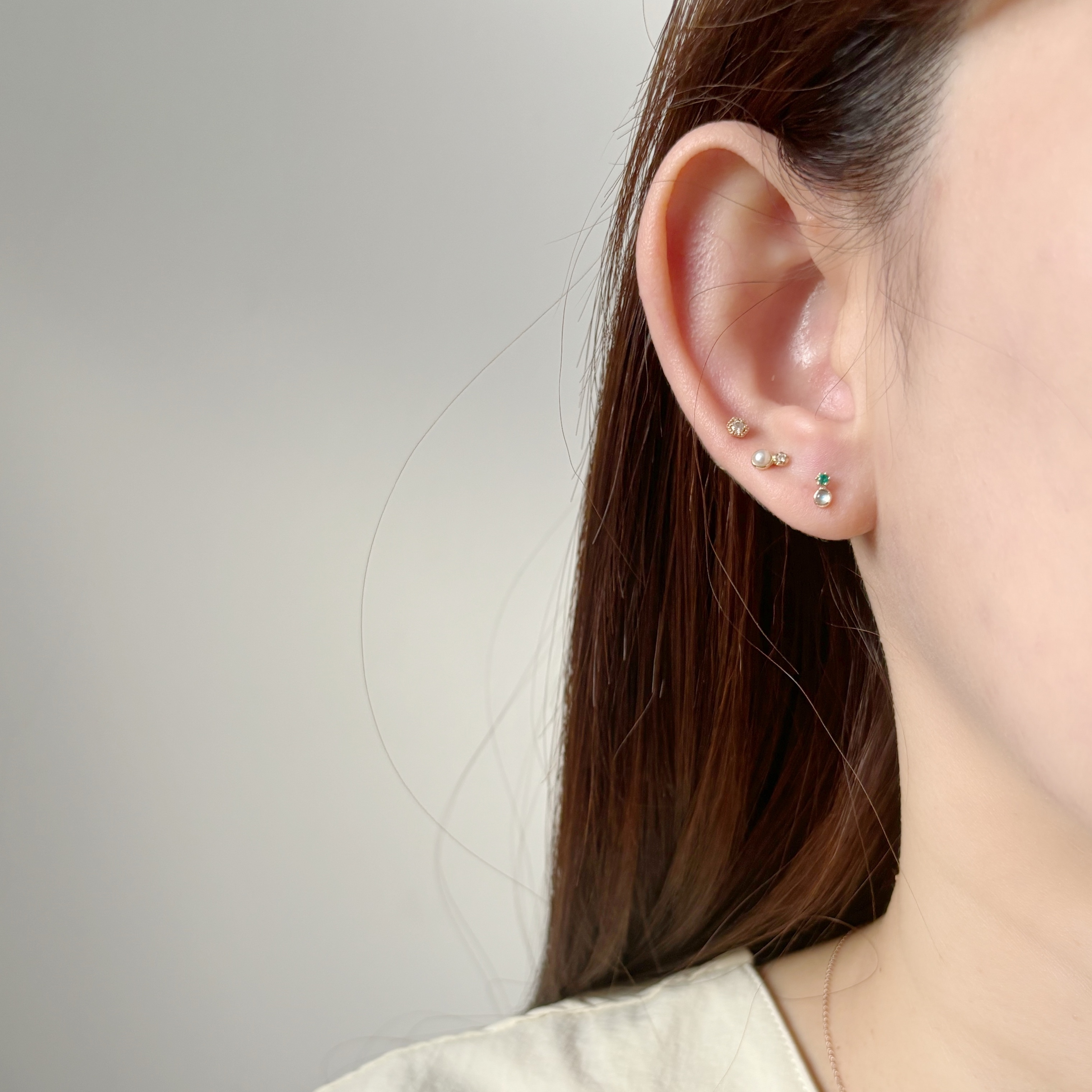 小圓拉長石綠瑪瑙轉珠耳環