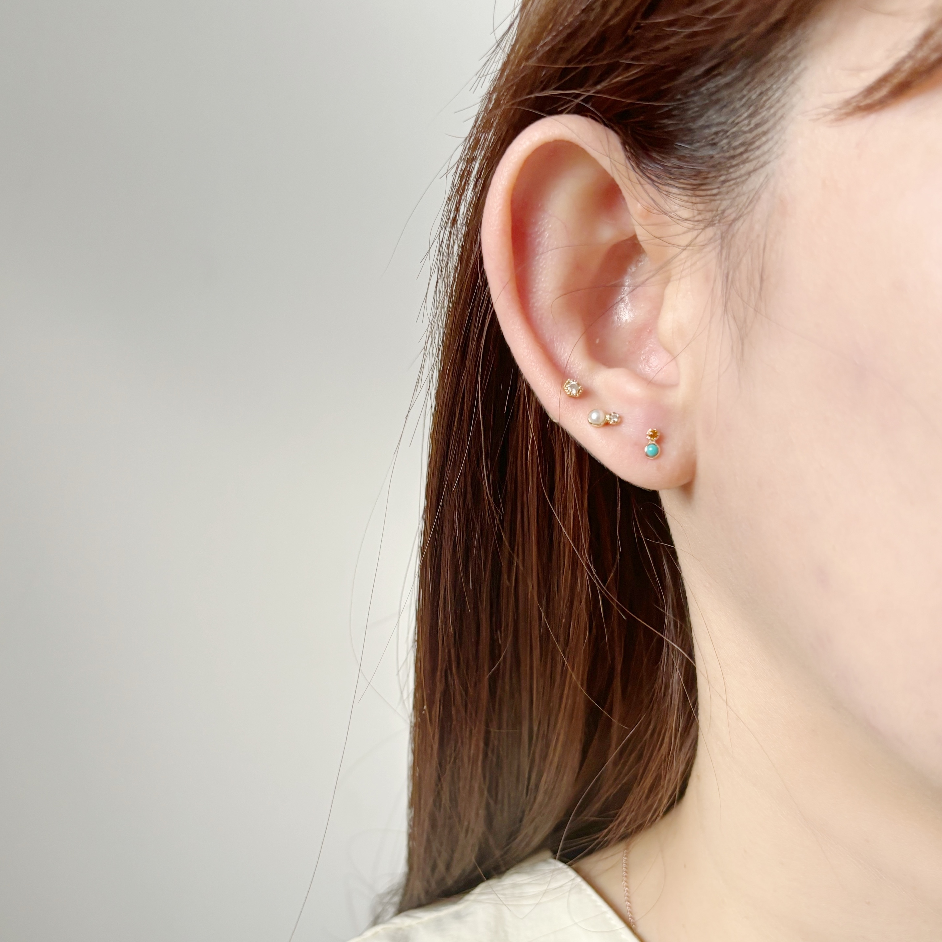 小圓土耳其石黃水晶轉珠耳環