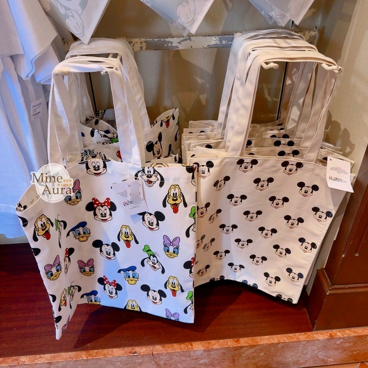 米奇 Mickey 大頭圖案 手提 肩背 帆布袋 帆布包 -香港迪士尼樂園