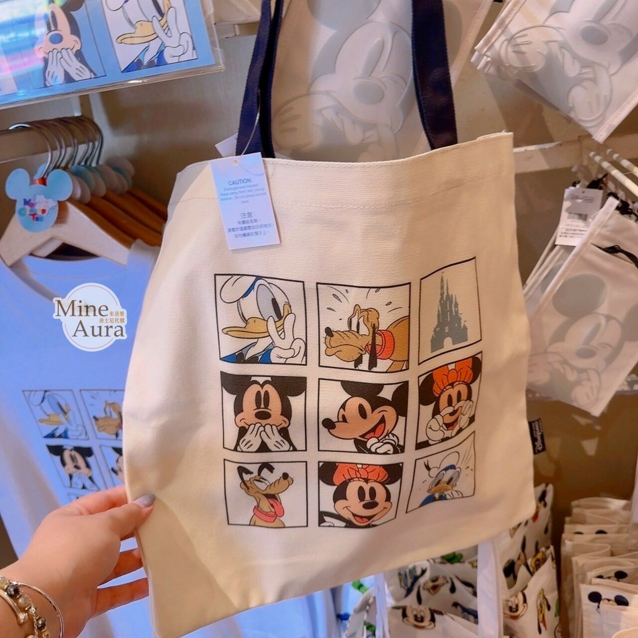 米奇 Mickey 好友集合 大頭圖案 手提 肩背 帆布袋 帆布包 -香港迪士尼樂園