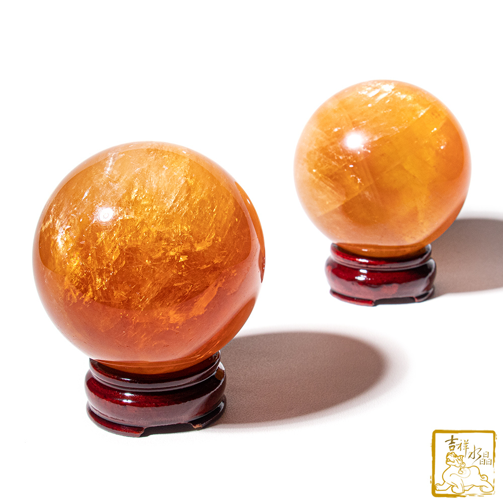 黃冰洲石球 9cm 自信財富