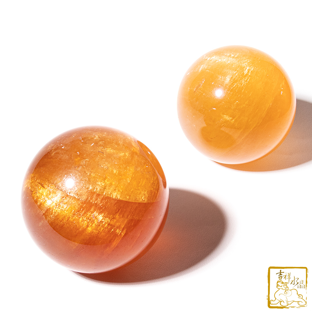黃冰洲石球 10cm 自信財富