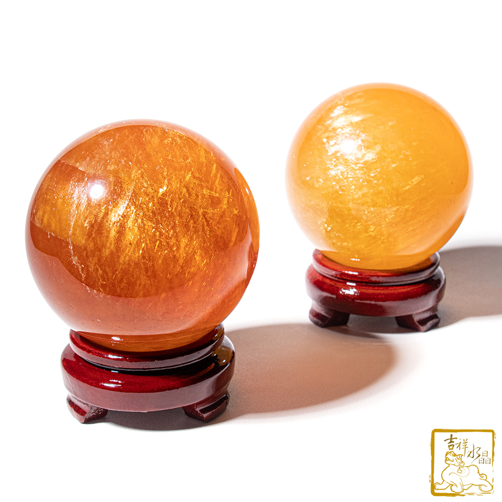 黃冰洲石球 10cm 自信財富