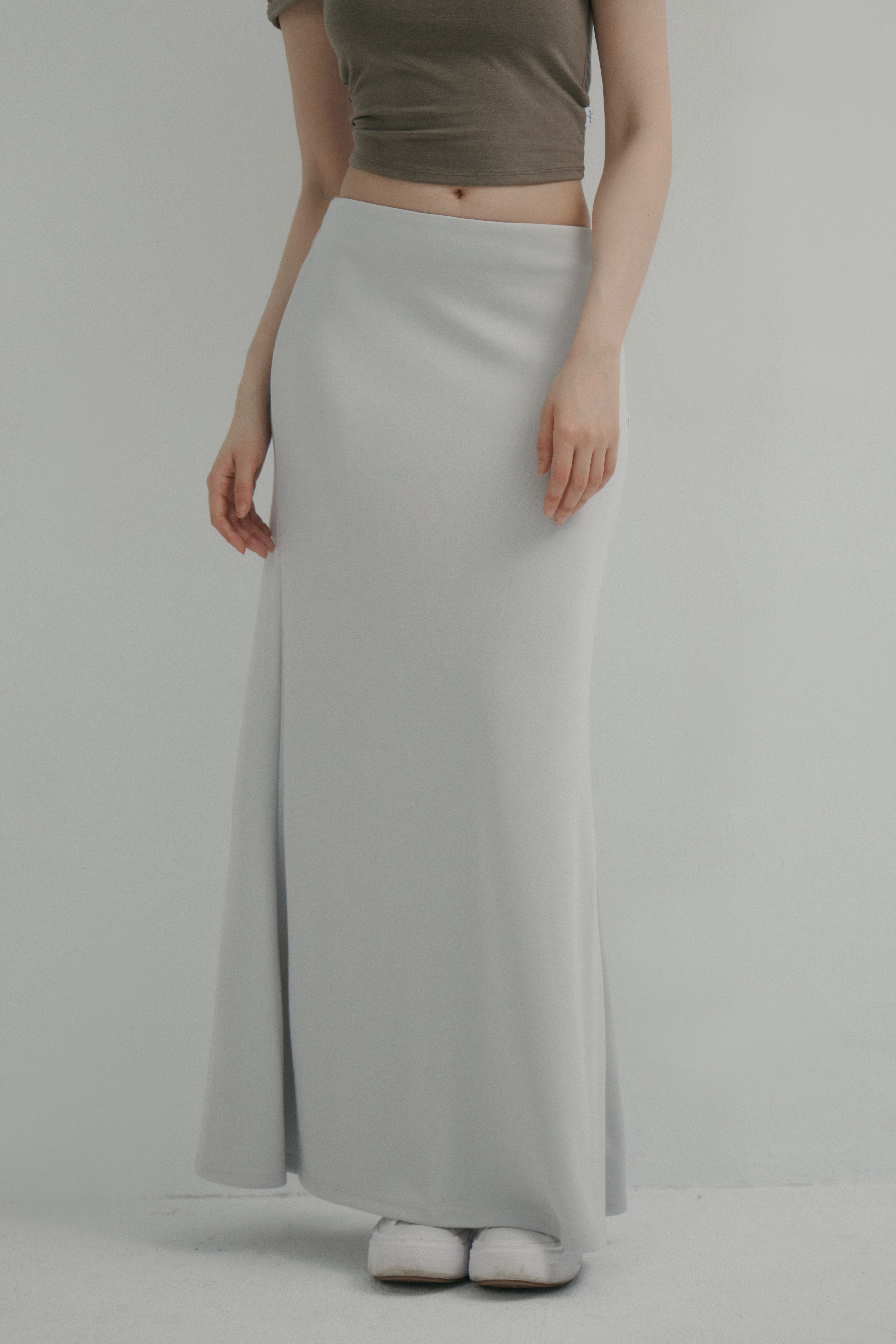 優雅落地魚尾長裙- 淺灰