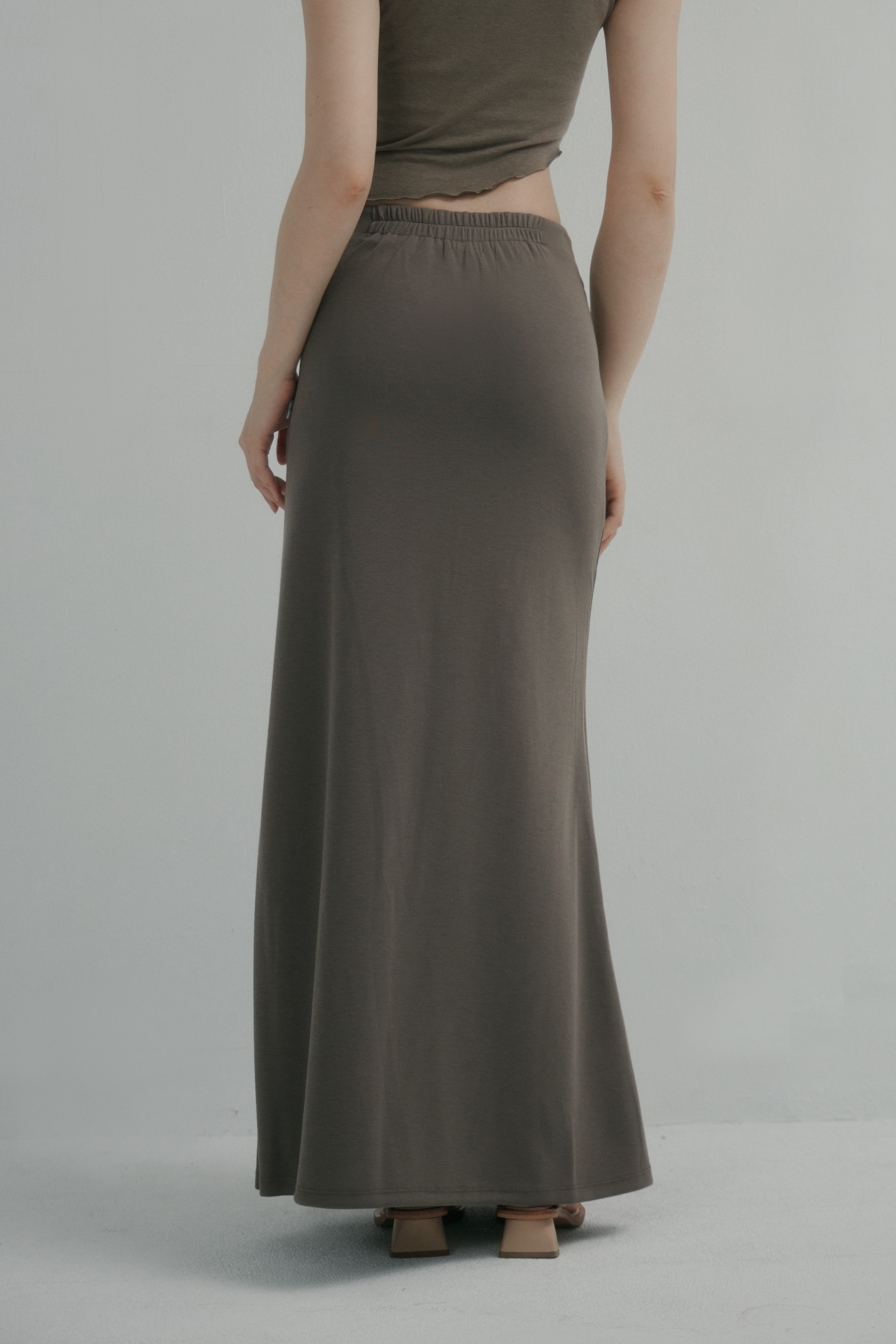 優雅落地魚尾長裙- 咖啡