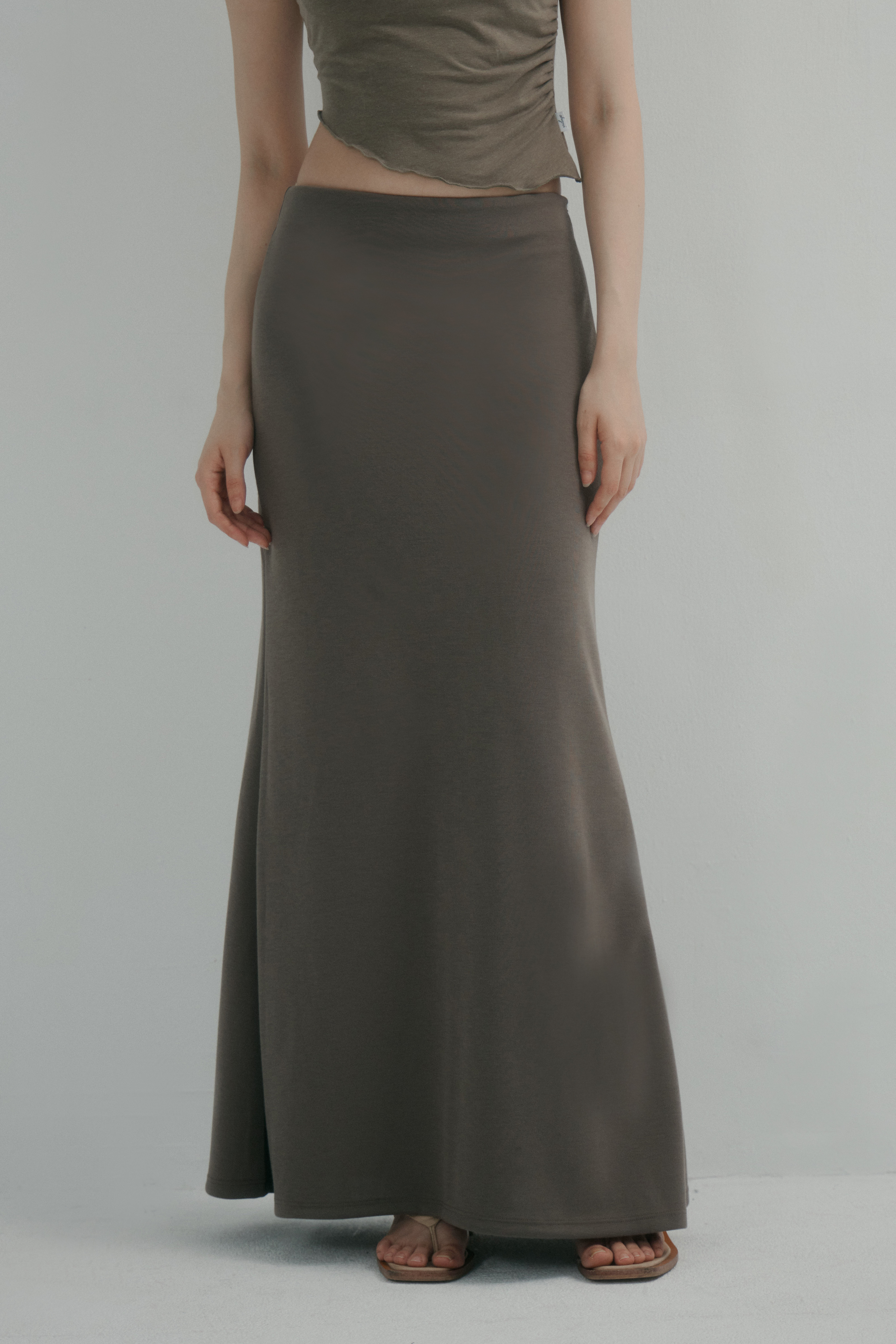 優雅落地魚尾長裙- 咖啡