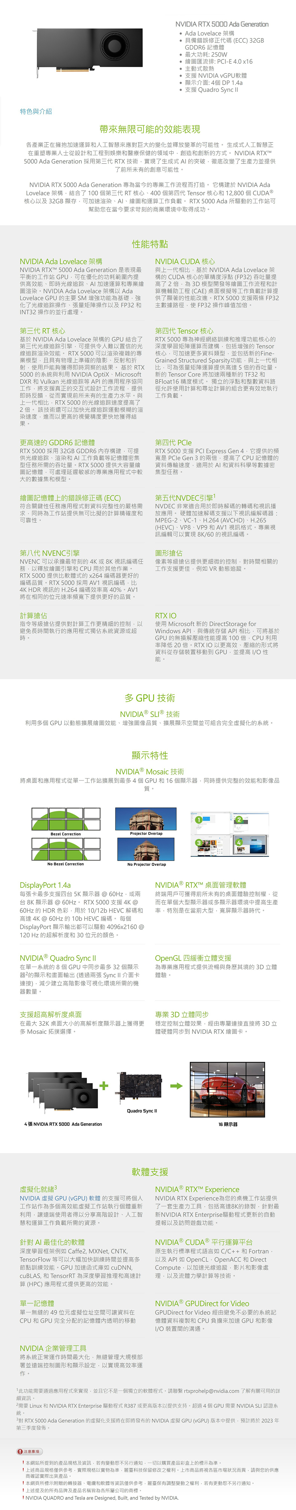 NVIDIA RTX5000 Ada 32GB GDDR6 256bit 工作站繪圖卡