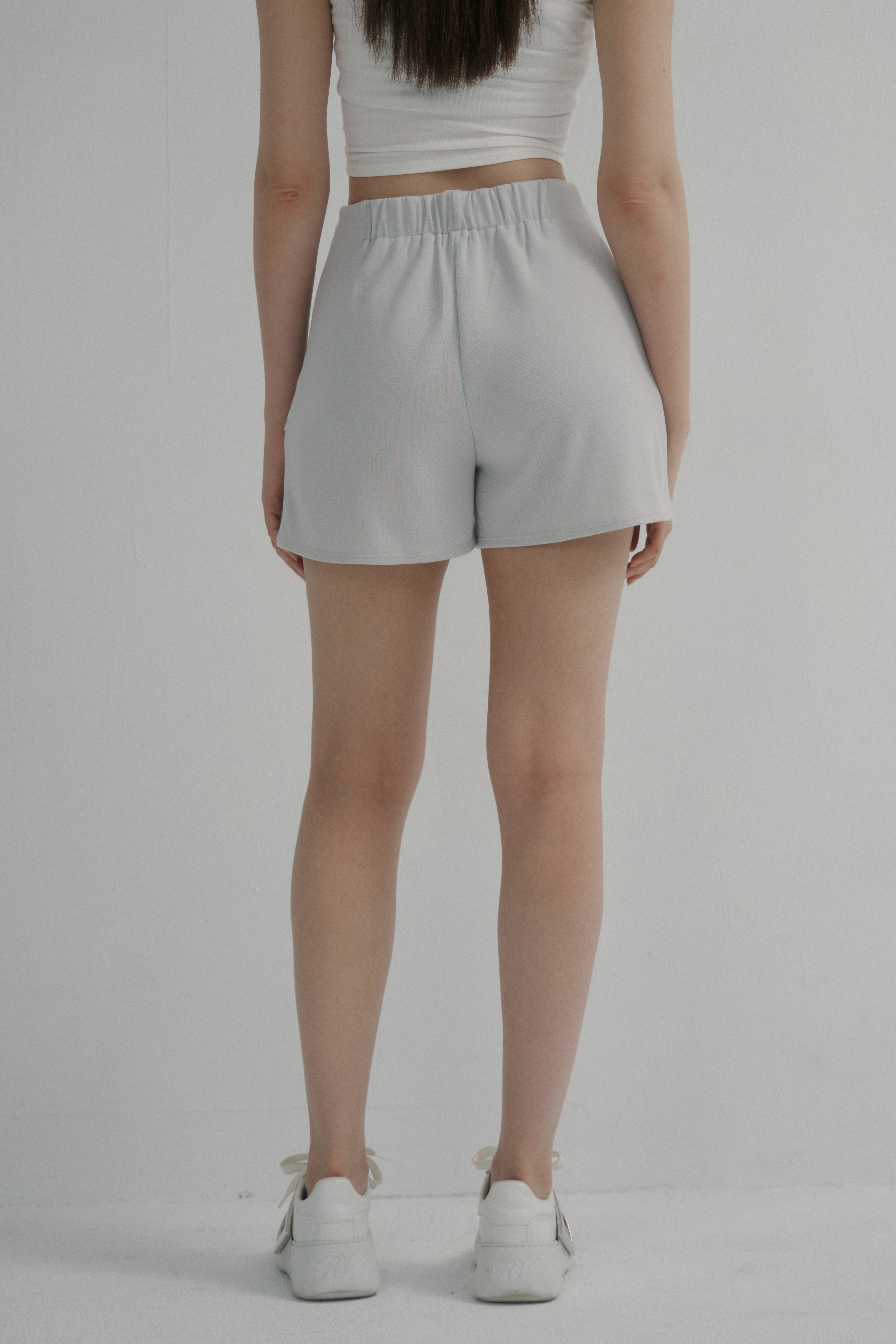 高腰A字修身短褲- 淺灰