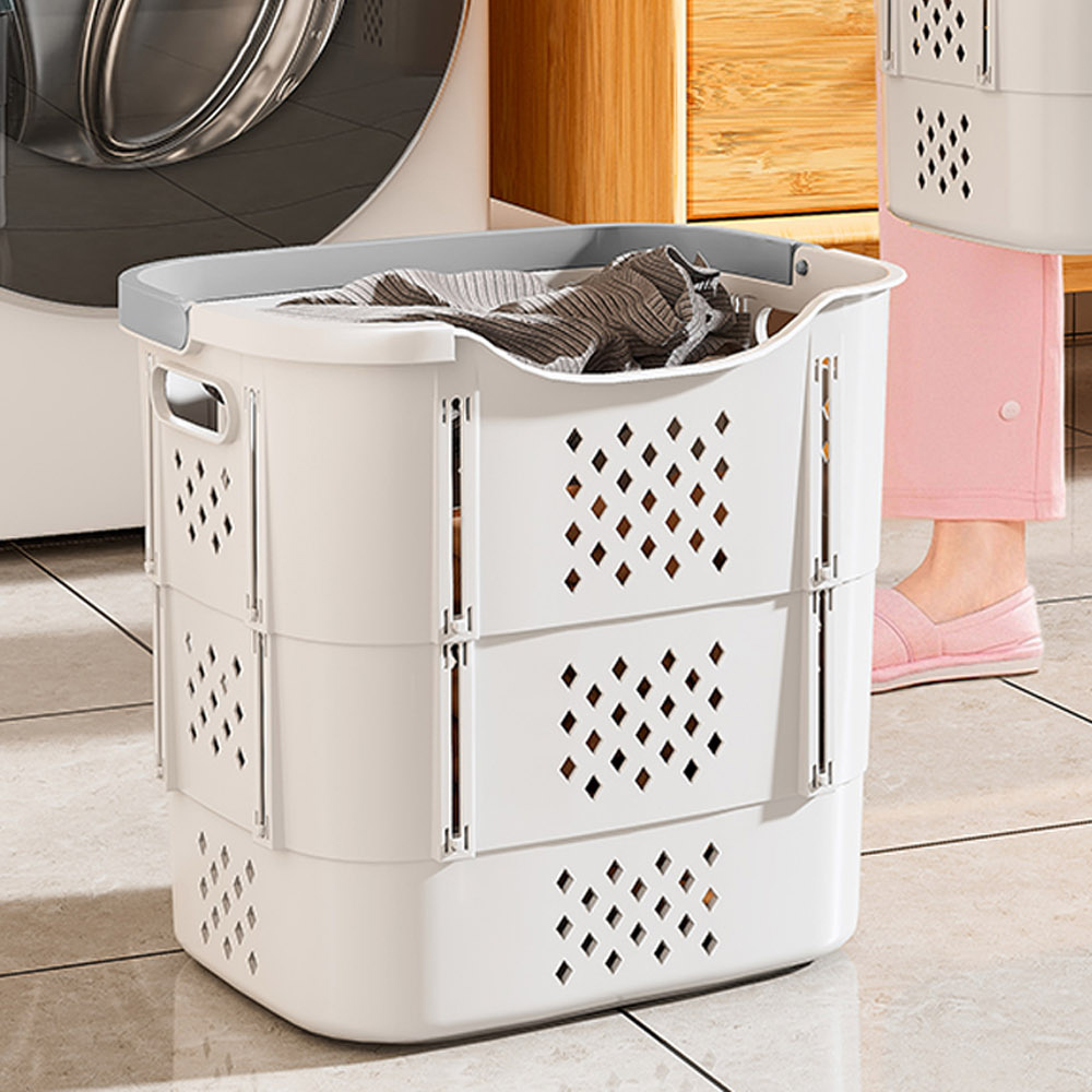 【AOTTO】大容量自由伸縮折疊髒衣籃-附小籃(AS-204)