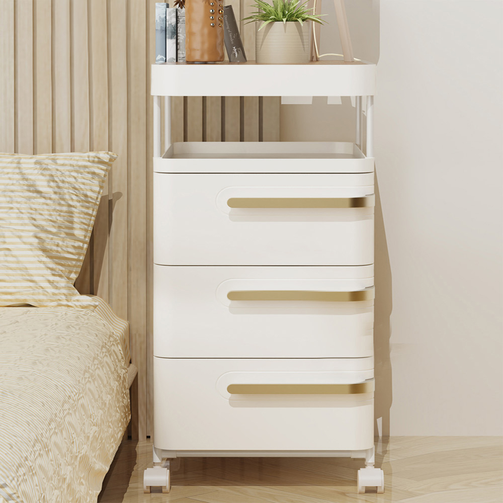 【AOTTO】免安裝輕奢床頭三層抽屜收納櫃(AC-216)