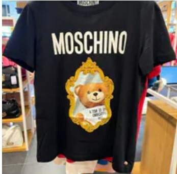 [S] MOSCHINO TEDDY BEAR IN MIRROR PRINT T-SHIRT,BLACK, DV071154417555 (SM854)
