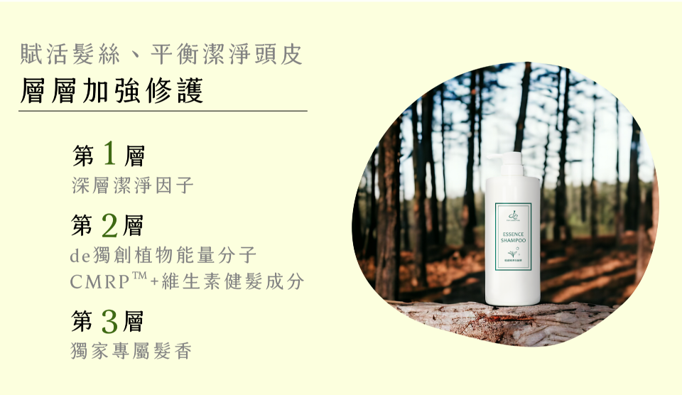 賦活髮絲、平衡潔淨頭皮 層層加強修護