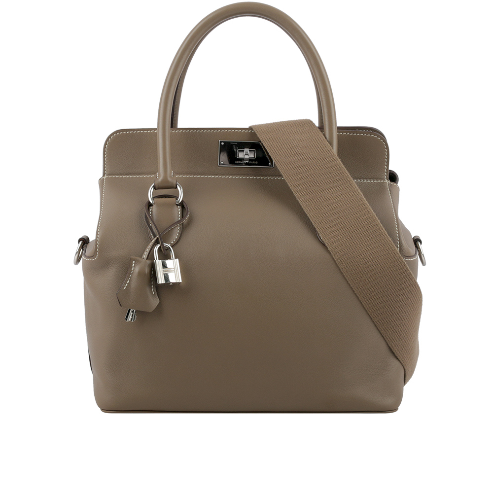 【HERMES】Toolbox 26cm SWIFT皮 銀釦手提斜背二用包(大象灰) HE19000113