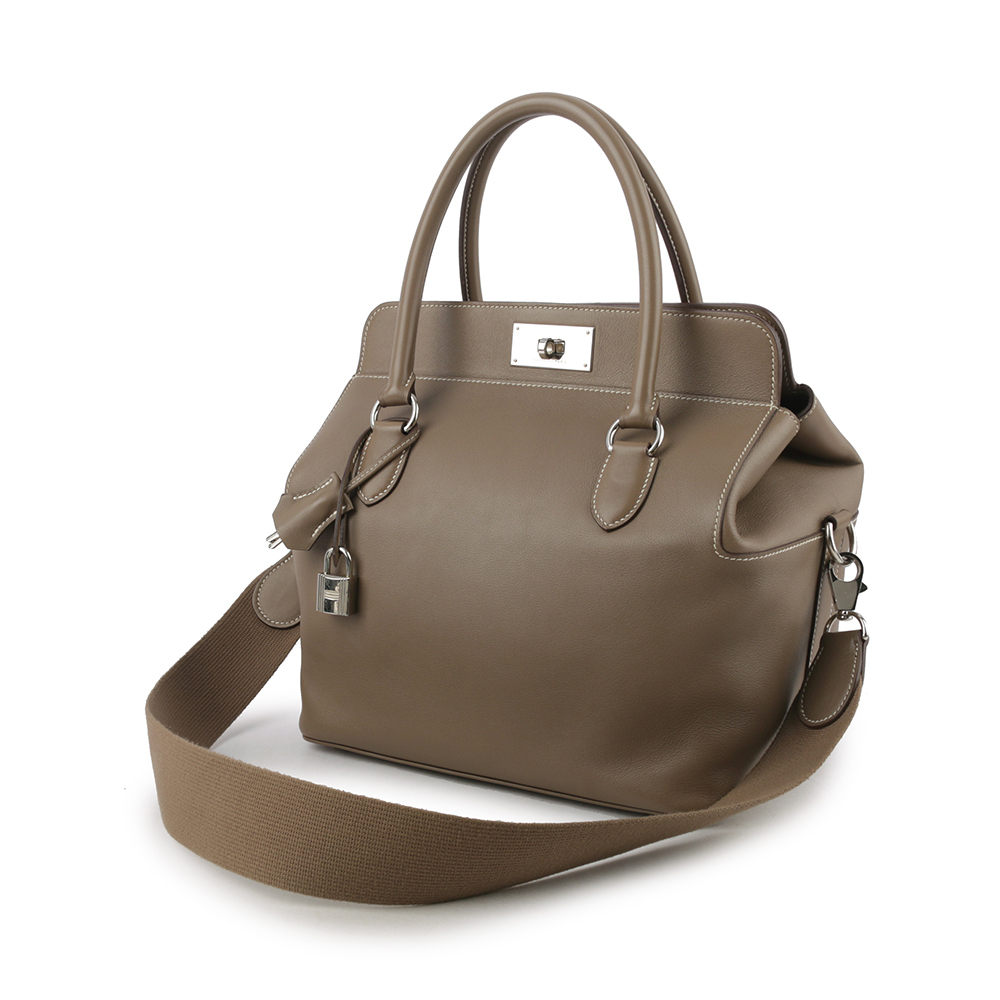 【HERMES】Toolbox 26cm SWIFT皮 銀釦手提斜背二用包(大象灰) HE19000113
