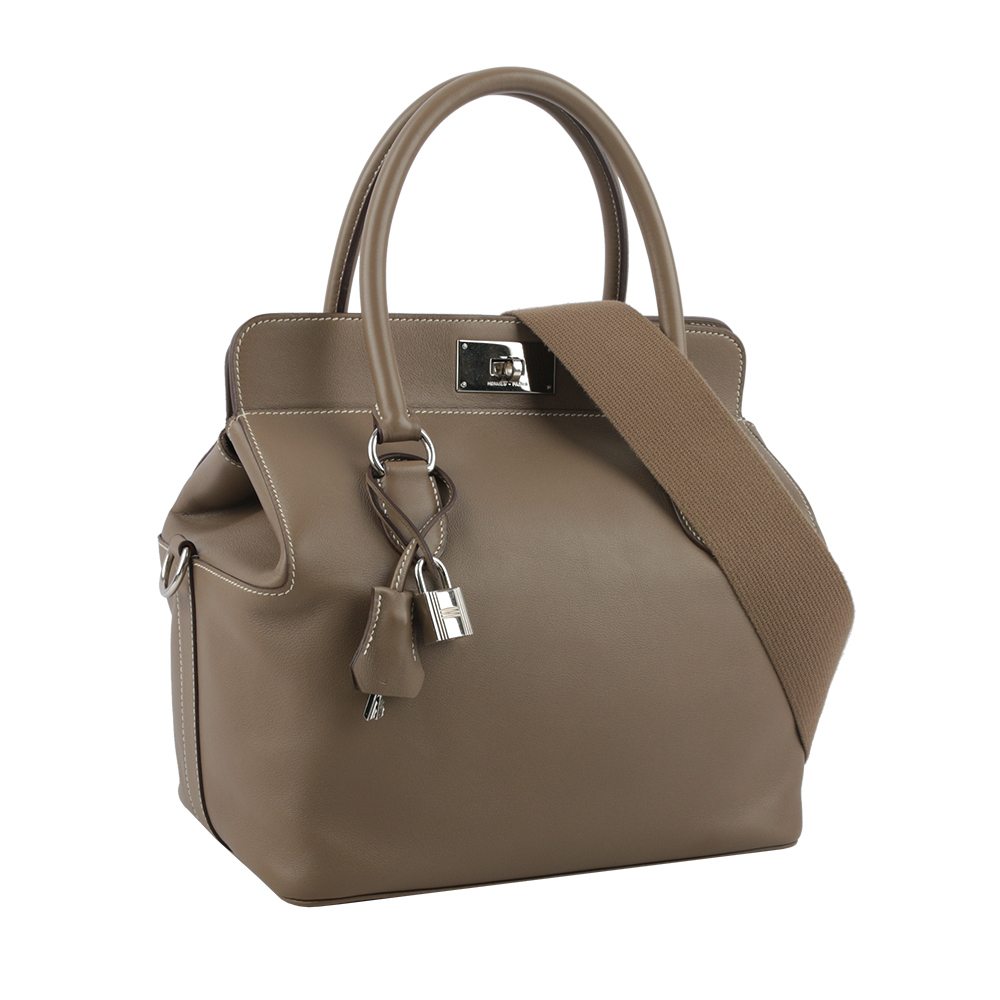 【HERMES】Toolbox 26cm SWIFT皮 銀釦手提斜背二用包(大象灰) HE19000113