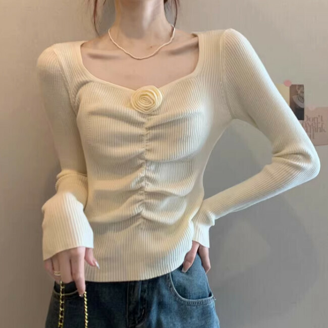 Hot selling floral sweater (one size fits all) (beige)