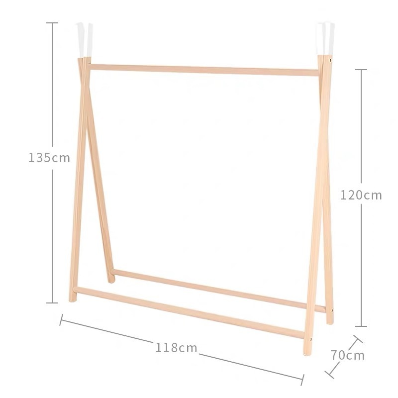 新款實木落地童裝店貨架兒童房衣架 白色 135x118cm