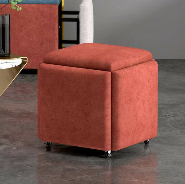 New multifunctional five-in-one combination storage stool sofa stool [(technical cloth sponge model) orange] (size: 35*35*35cm)