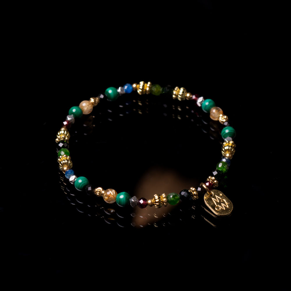 尼羅河的餽贈｜孔雀石鈦晶紅石榴手鍊 C1617