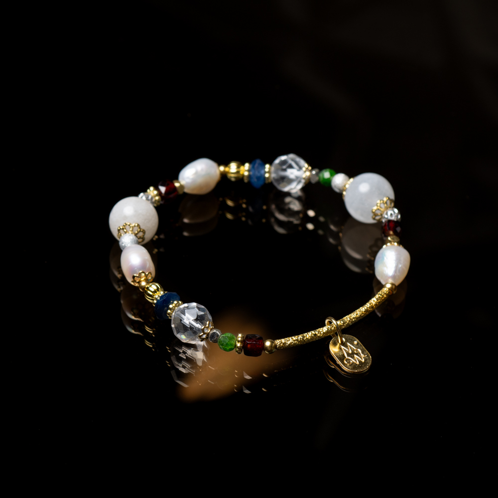 永恆的淚珠｜藍晶白月光珍珠手鍊 C1614