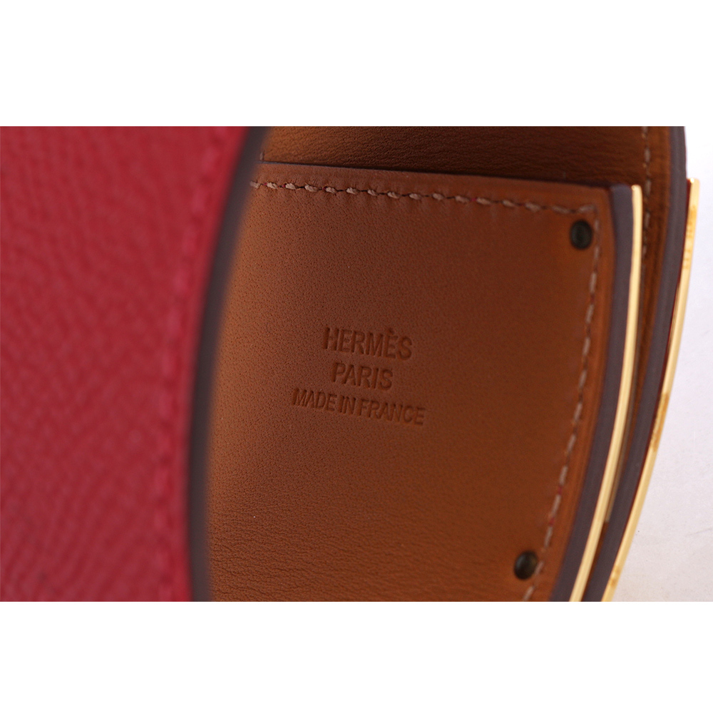 【HERMES】EPSOM皮 鉚釘金釦 Kelly Dog Extreme寬版手環(紅色) HE44000072
