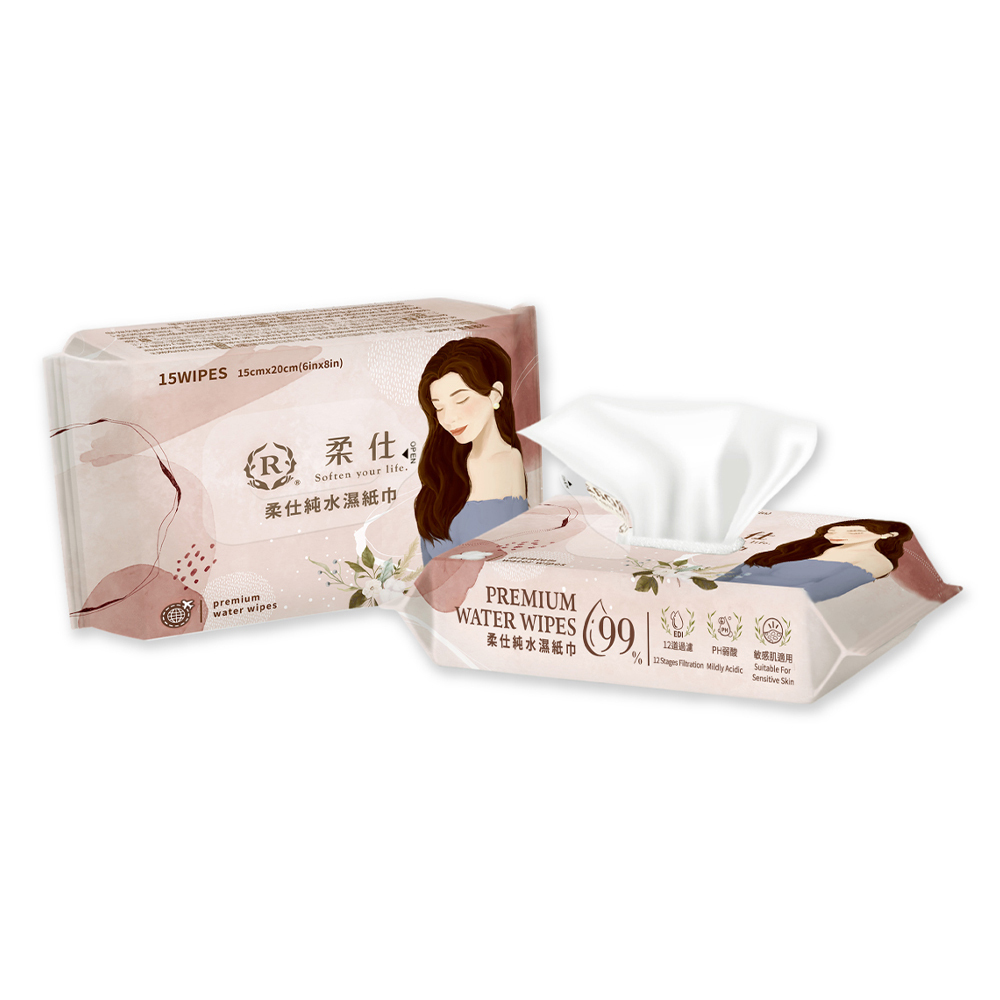 【Roaze 柔仕】純水濕紙巾 15抽 X 5 包 (袋)