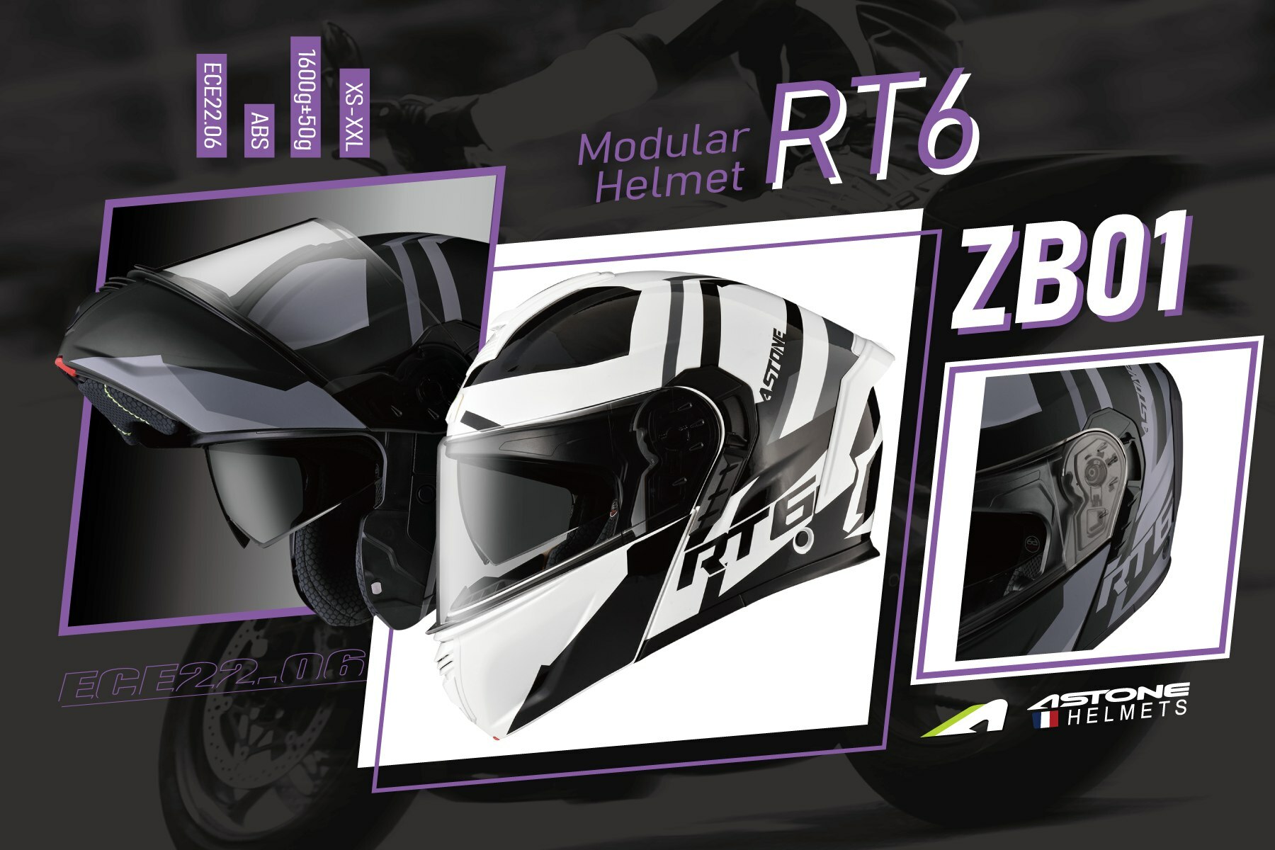 ASTONE RT6 彩繪 ZB01 三色 灰黑 白黑 平黑灰 上掀式 可樂帽